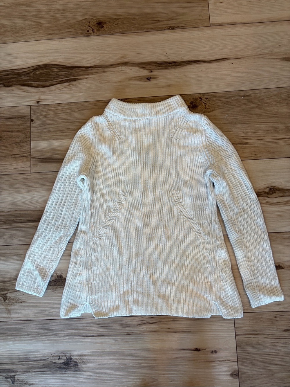 Talbots Cream Ribbed Mock Neck 100% cotton Sweater